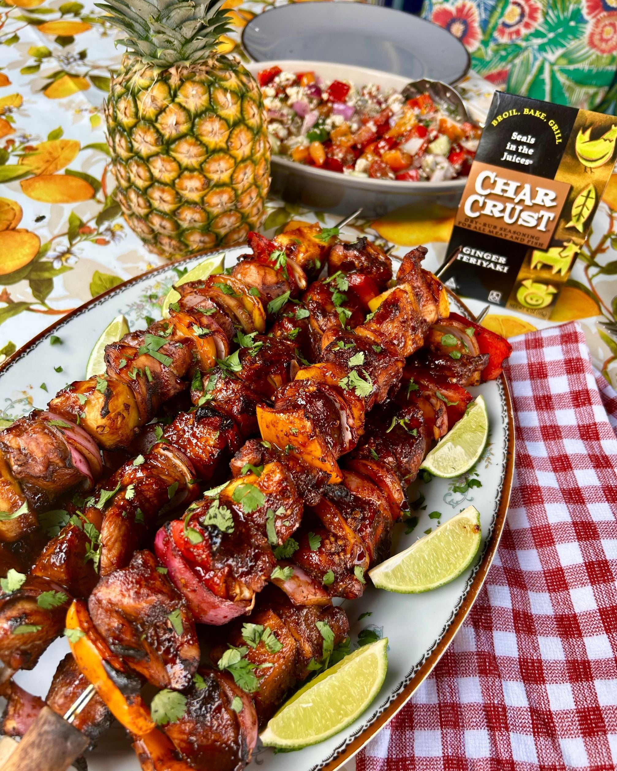 Ginger Teriyaki Chicken & Pineapple Skewers