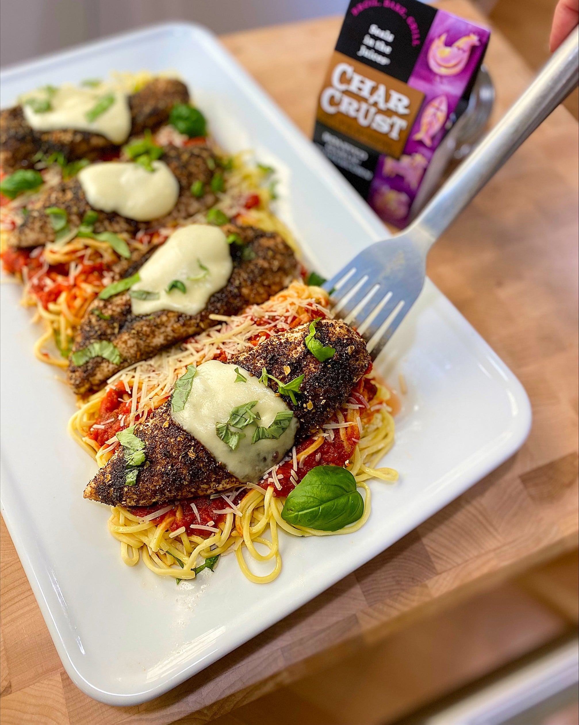 Roasted Garlic Peppercorn Chicken Parmesan