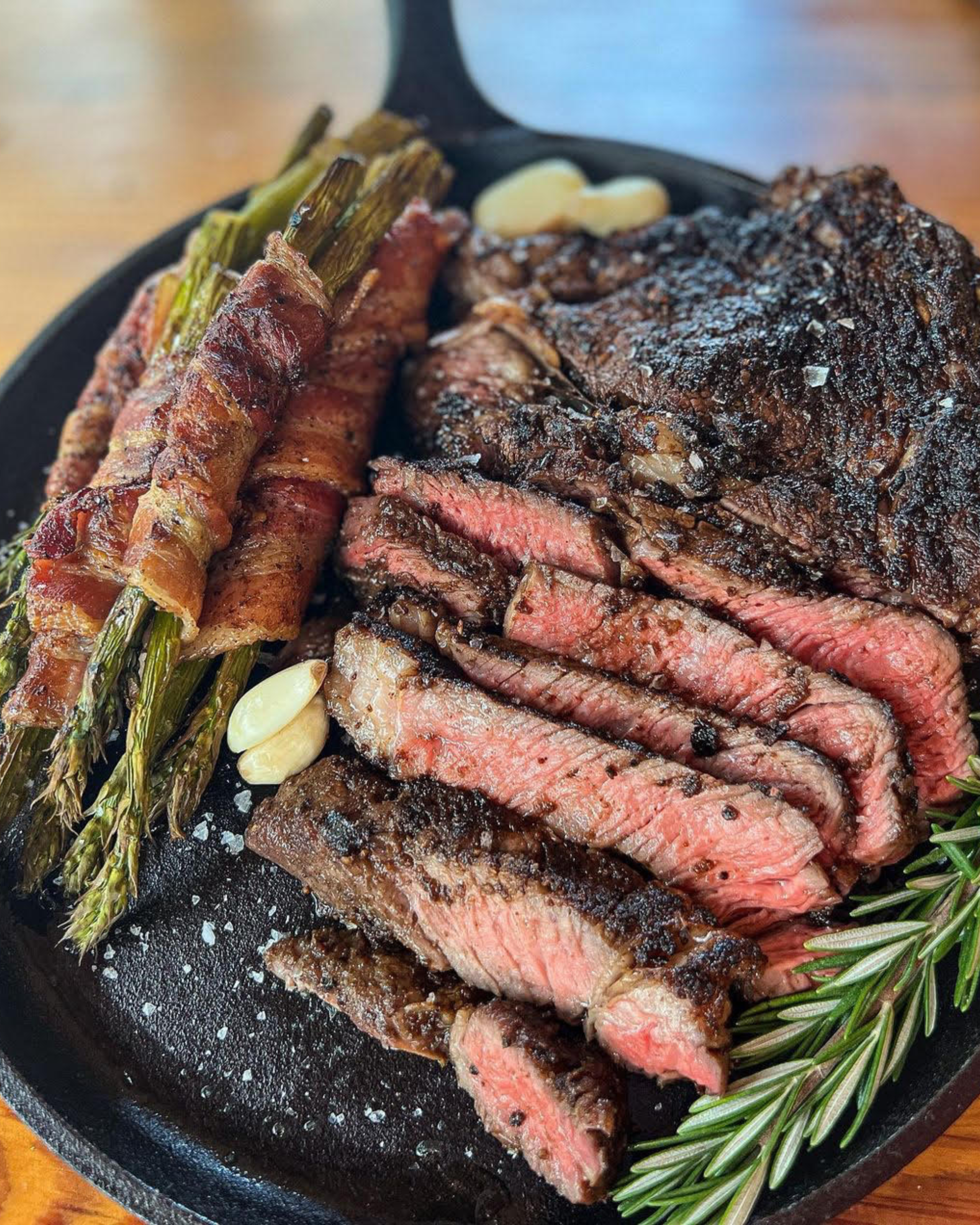 Cast Iron Steak and Bacon-Wrapped Asparagus