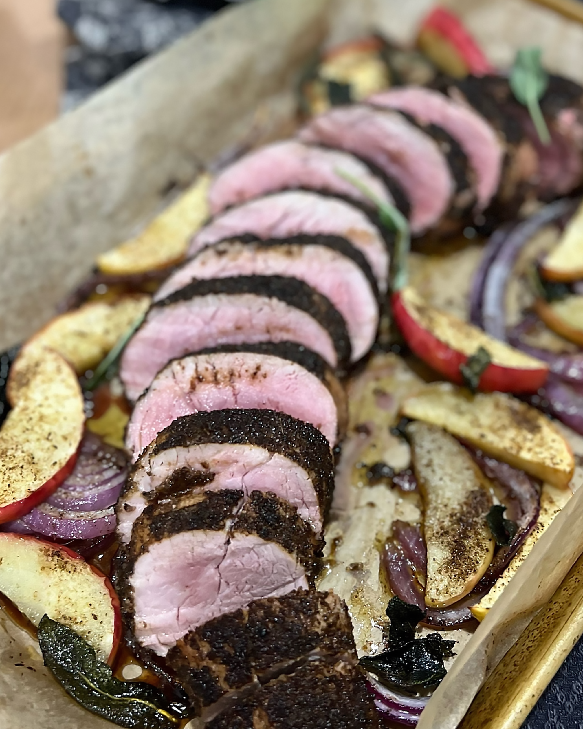 Hickory & Molasses Pork Tenderloin with Apples & Onions