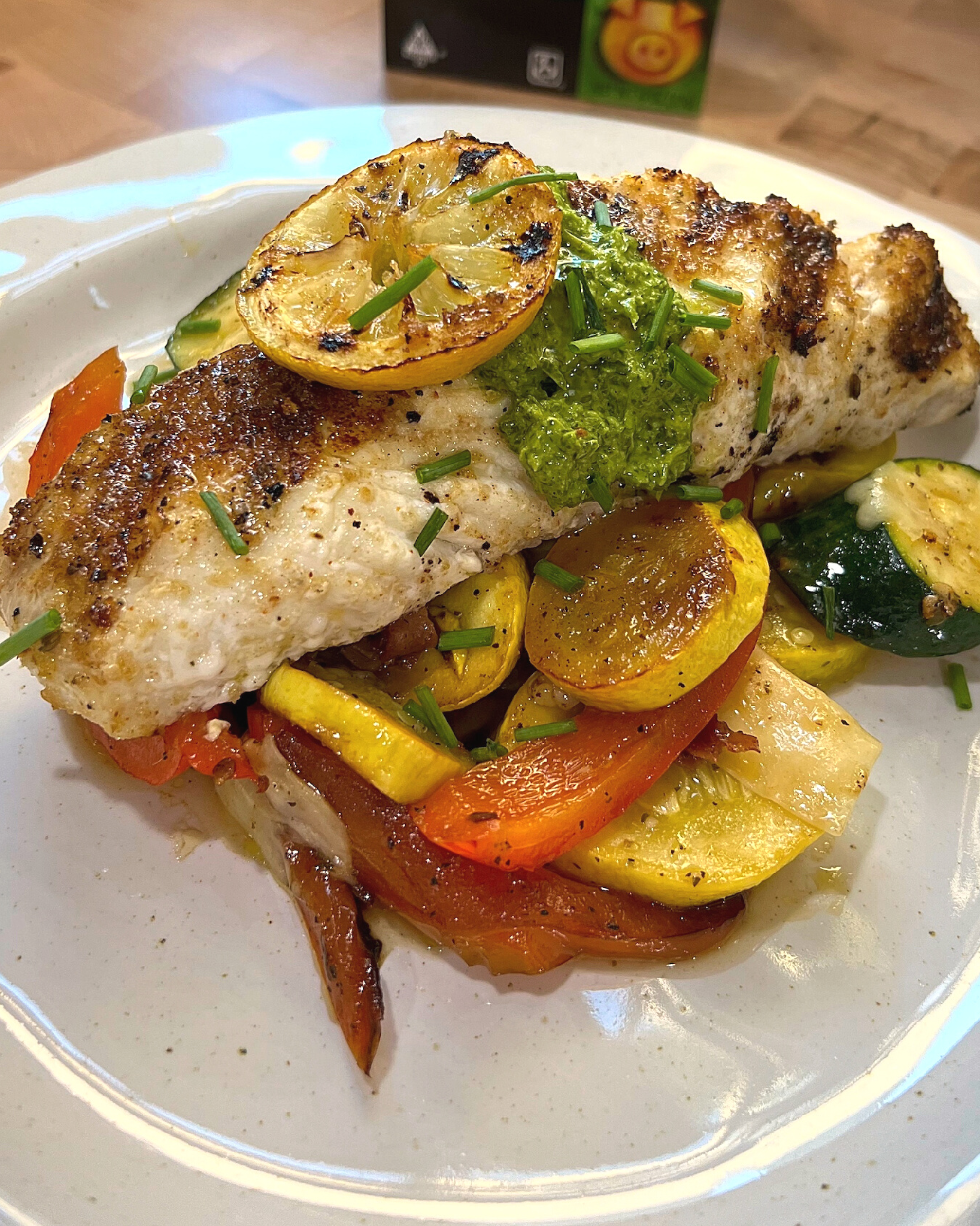 Jamaican Jerk Halibut with Chimichurri Sauce