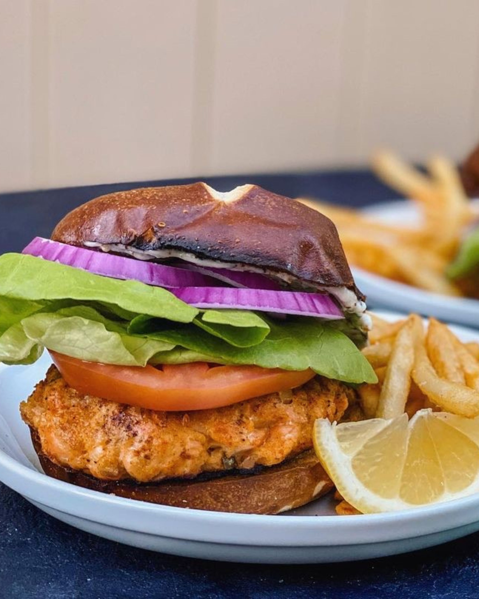 Salmon Burger with Rotisserie Roast